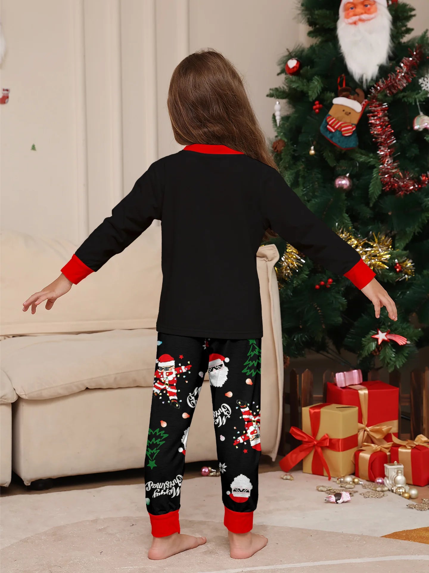 2025 New family-friendly home wear for Christmas holiday photos, including adult and children's pajama sets, Family Pajamas