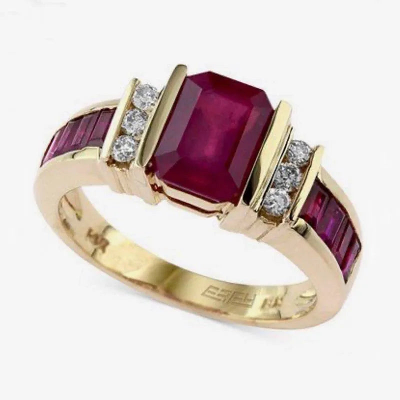 New fashionable romantic inlaid red zircon ring European and American Valentine's Day women's jewelry