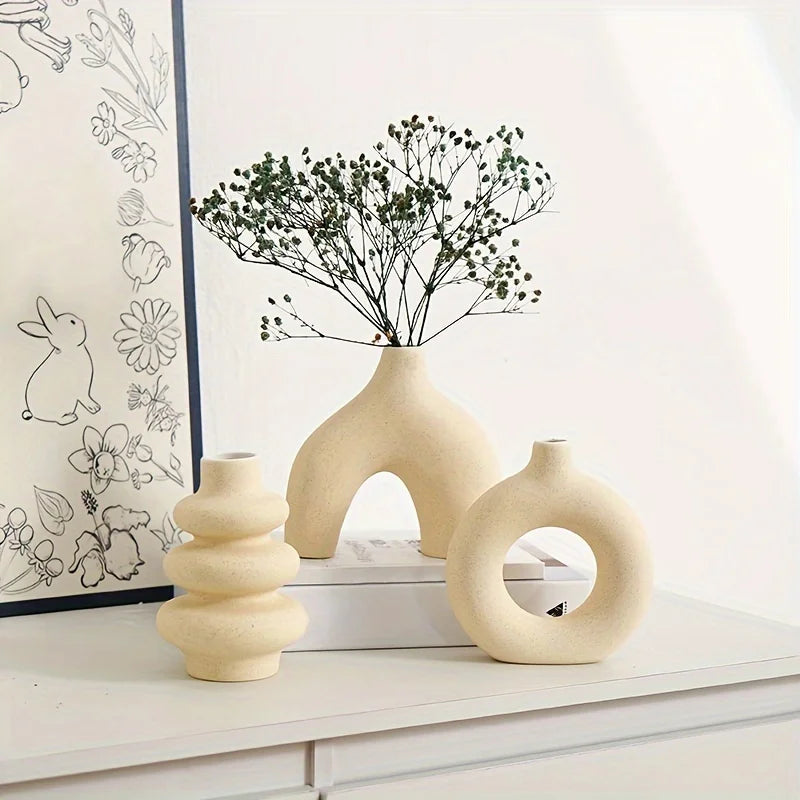 Bohemian ceramic vase set, decorative vase ornaments