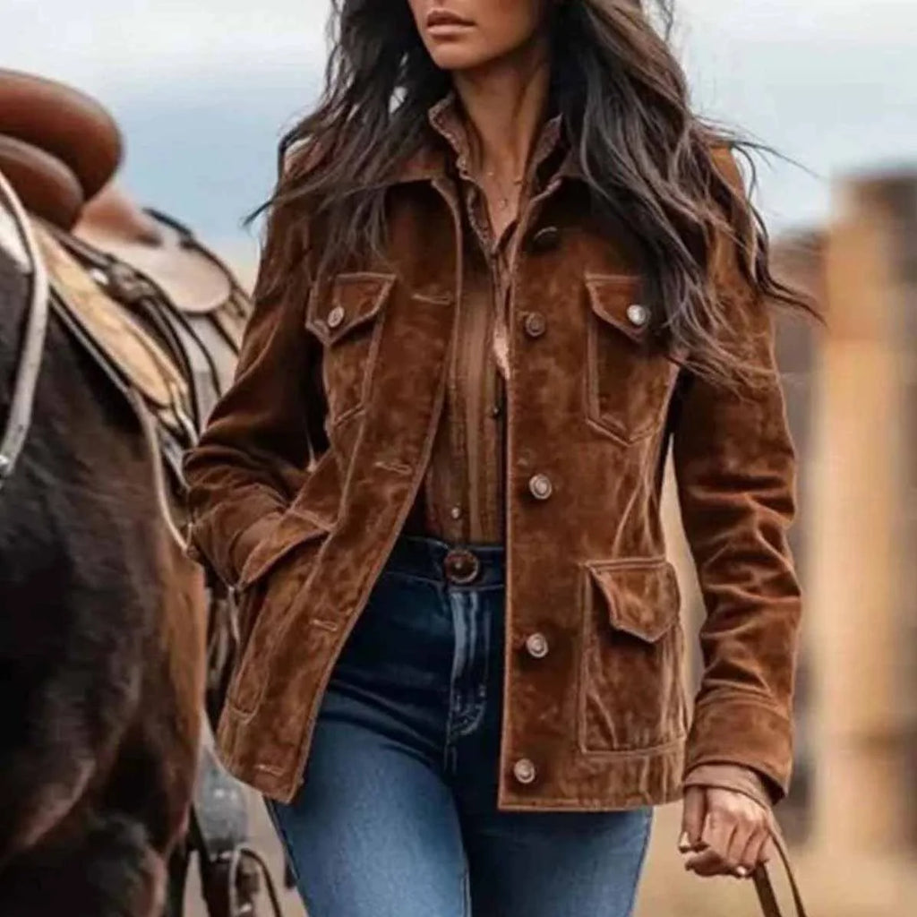 Western Style Short Jackets for Women Outerwears Suede Jacket Women Streetwear Outdor Women Coats Button New in Coats and Jacket