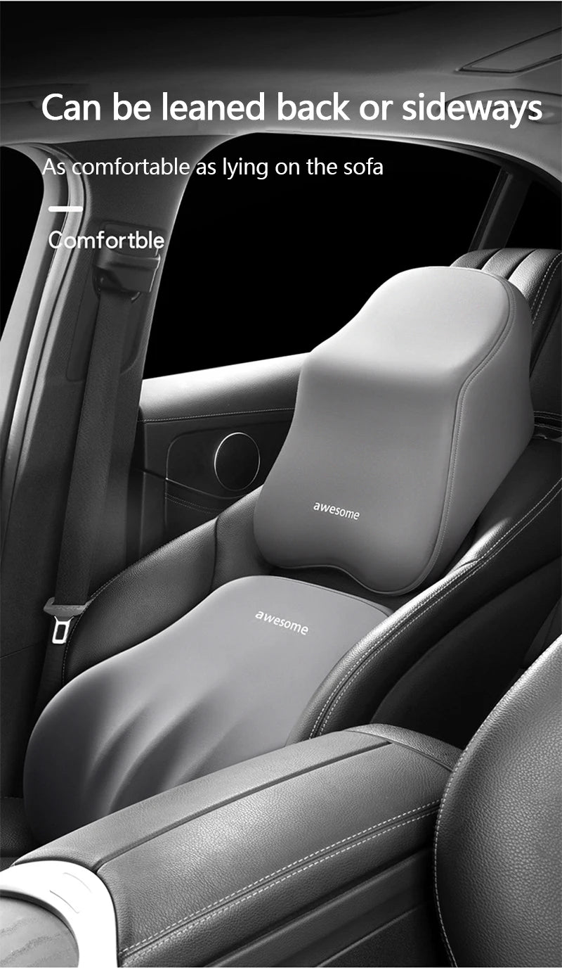 Car Lumbar Back Support Headrest Neck Pillow Memory Foam Lumbar Pillow Universal Soft Neck Pillows Cushion Car Seat Cushion