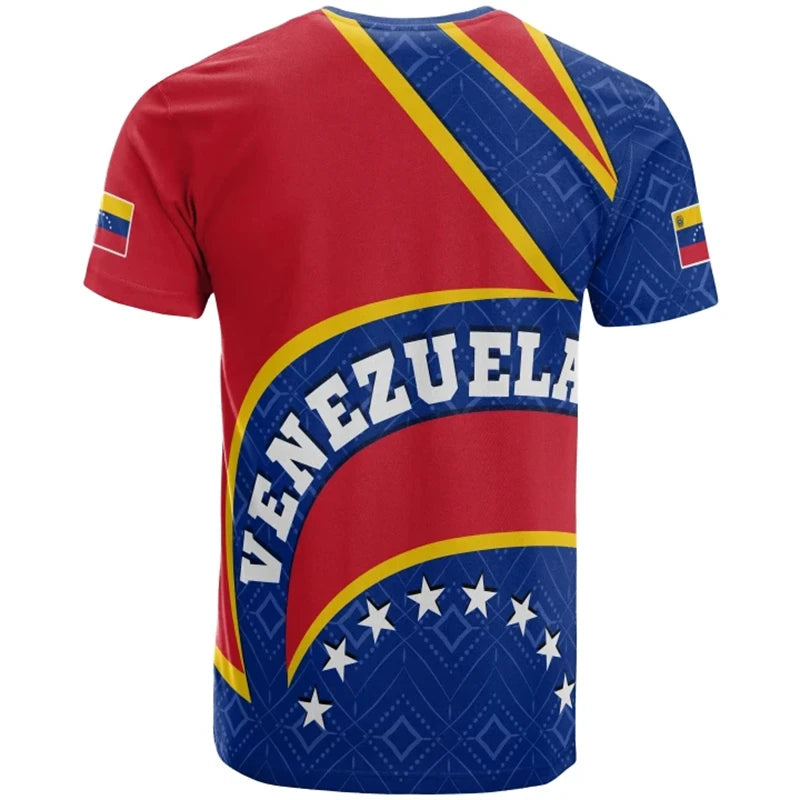 3d Print Venezuela Flag T-Shirt For Men Summer Round Neck Short Sleeve Tees Gym Sports Oversized T Shirts Tops Male Clothes