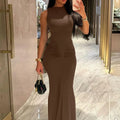 Dulzura Elegant Long Dress Ruched Bodycon Sleeveless Solid Dresses Lady Cocktail Party Wedding Guest Formal Women Clothes 2024