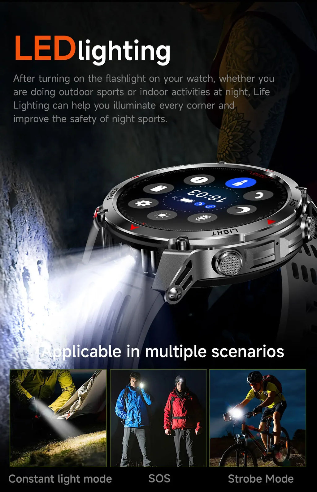 Smart Watch For Men 1.46'' 360*360 HD AMOLED Color Display Voice Call Compass LED Sports Fitness Waterproof Watch Ladies