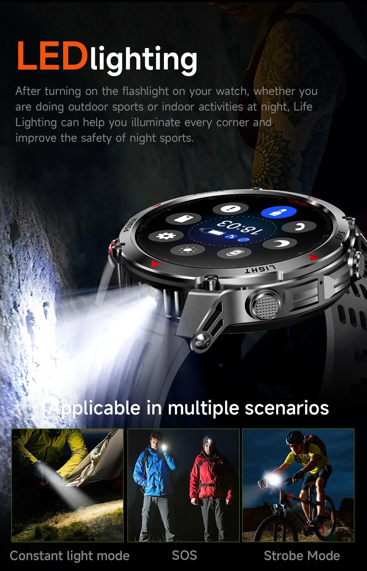 Smart Watch For Men 1.46'' 360*360 HD AMOLED Color Display Voice Call Compass LED Sports Fitness Waterproof Watch Ladies