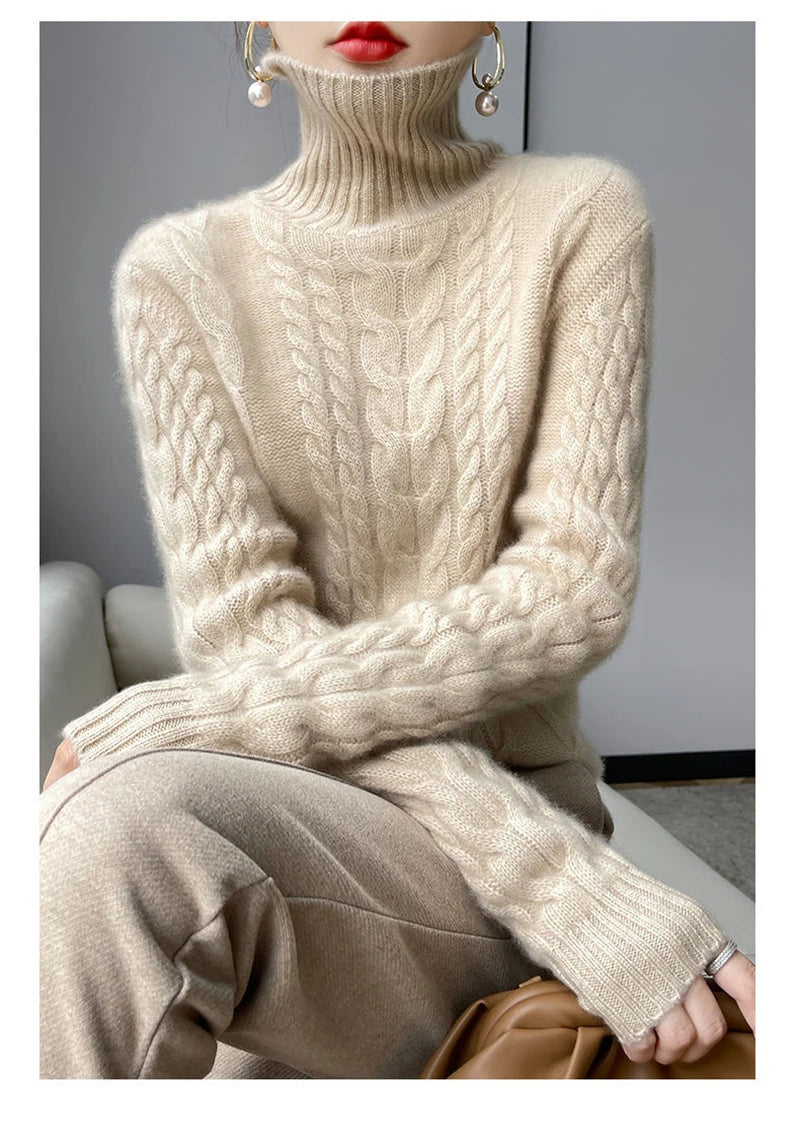 Street Turtleneck Sweater Women 2023 Autumn Winter Long Sleeve Cashmere Female Knitted Pullover Loose Lady Thicken Knitwear
