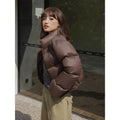 Winter Clothes Women Warm Cropped Jacket Y2K Luxury Design Windproof Coat Thick Parkas Long Sleeve Top Puffer Jacket Black Brown