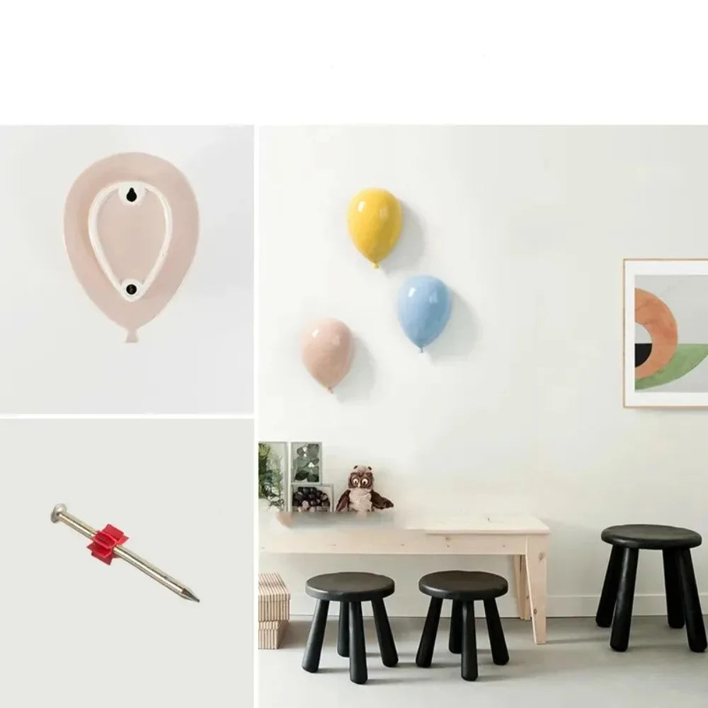 Modern Home Background Wall Children's Room Lovely Cartoon Stereoscopic Creative Ceramics Balloon Wall Hanging Wall Decoration