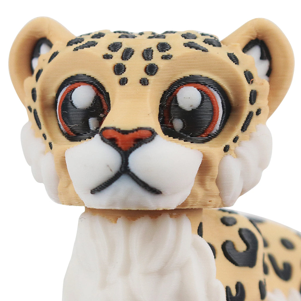 3D printed cheetah, integrated articulated simulation animal model, creative multi-color desktop decoration, creative trendy pla