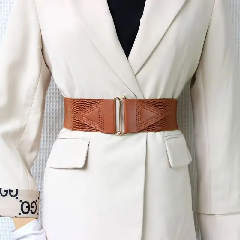 Women's belt with elastic waistband, decorative, simple skirt, versatile elastic coat, fashionable matching, dress, wide belt