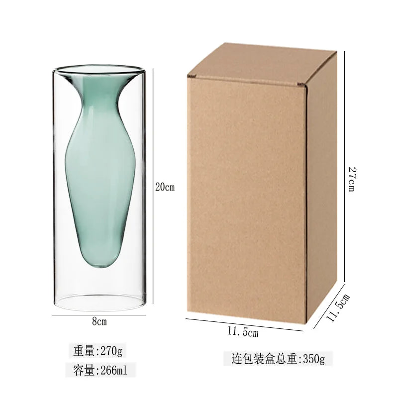 Modern Double-layer Transparent Glass Vase