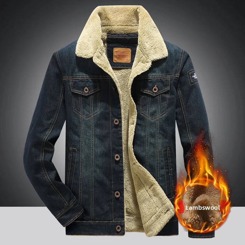 Men Windbreaker Fleece Thick Warm Winter Denim Jackets Mens Jackets Outwear Jeans Coat Male Multi-pockets Cowboy Clothing