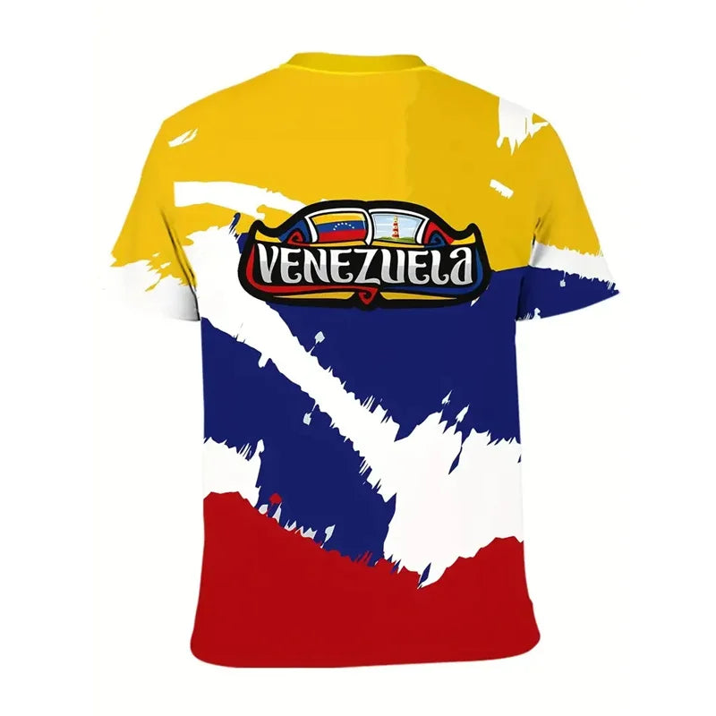 New In Venezuela Flag T Shirt Men Fashion 3d Printed T-shirt Street Oversized Casual Sports Tops Crew Neck Short Sleeve Tees