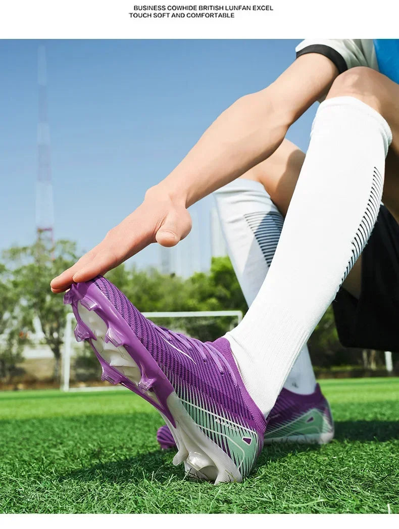 New Men Outdoor Football Boots Soccer Shoes Cleats Match Training TF/FG Grass Ankle Long Spikes Sport Hot-selling High-quality
