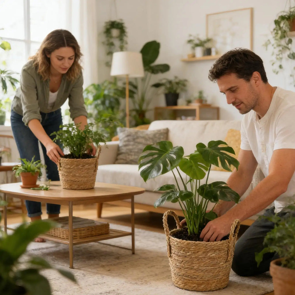 Plant Basket Straw Vase Decoration With Handle Plant