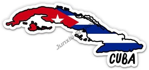 Cuba Map with Flag Cuban Pride Vinyl Sticker Decal for Phone Laptop Water Bottle Creative Car Sticker Cuba Heart Flag Decor