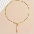 Vintage Golden Long Sailor Knot Sweater Chain Necklace Accessories Women's 14K Gold Plated Neck Jewelry Gift