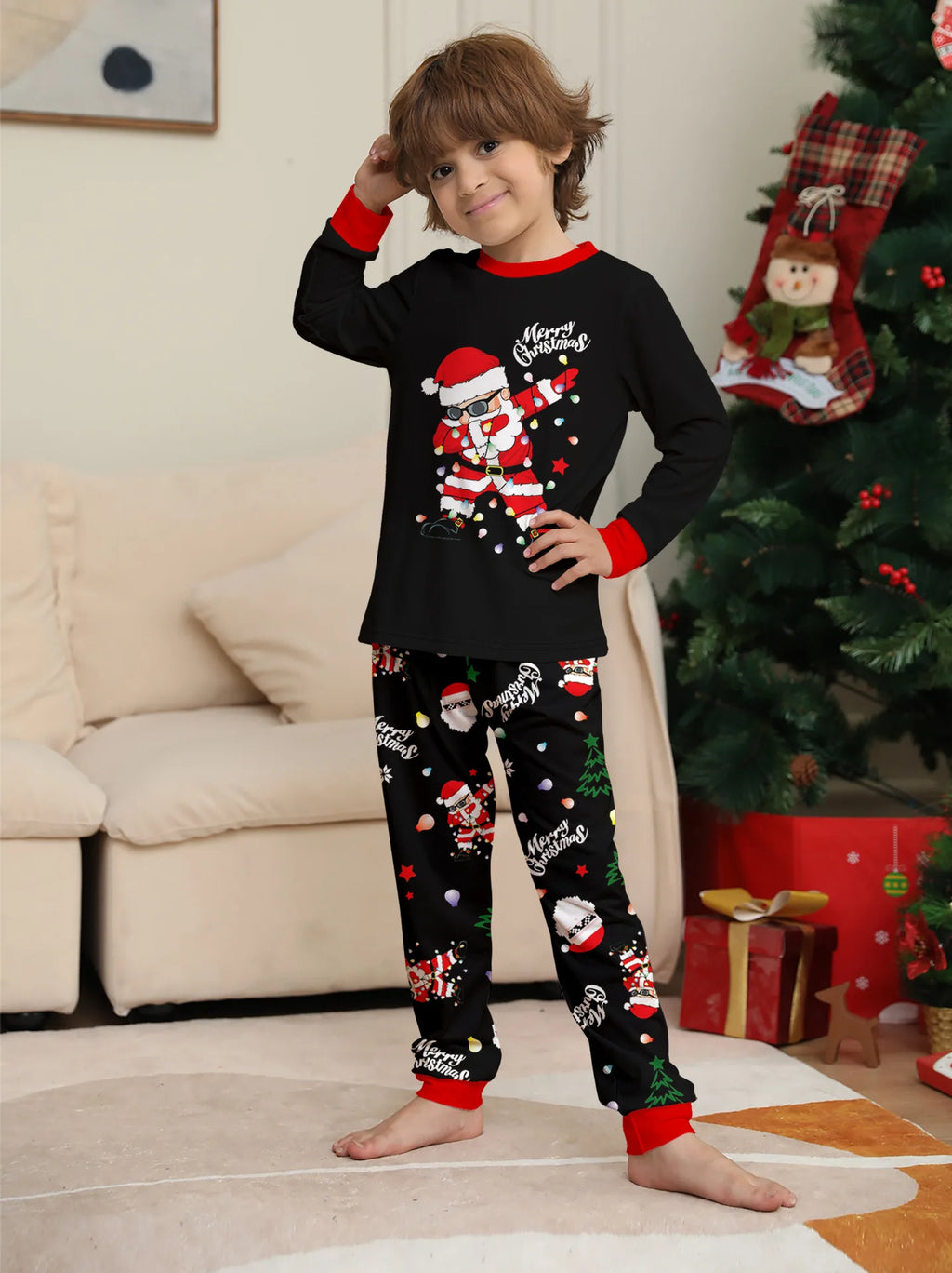 2025 New family-friendly home wear for Christmas holiday photos, including adult and children's pajama sets, Family Pajamas