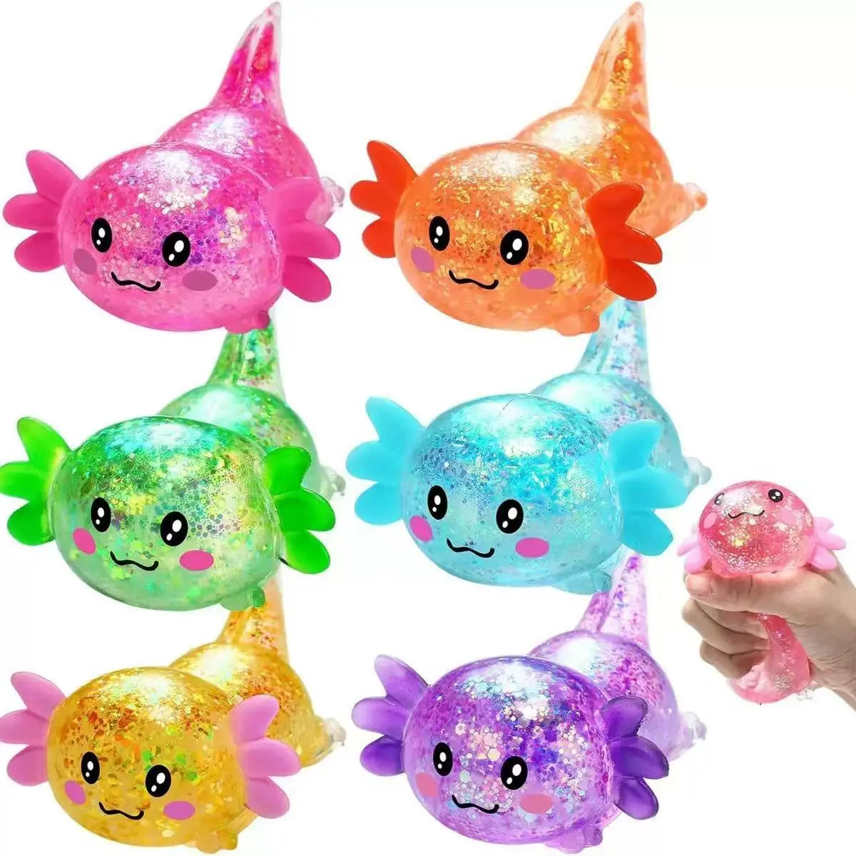 Axolotl Squishy Toy Cute Slow Rising Fidget Toy Soft Squeeze Sensory Toy for Kids and Adults Stress Ball for Anxiety and Focus