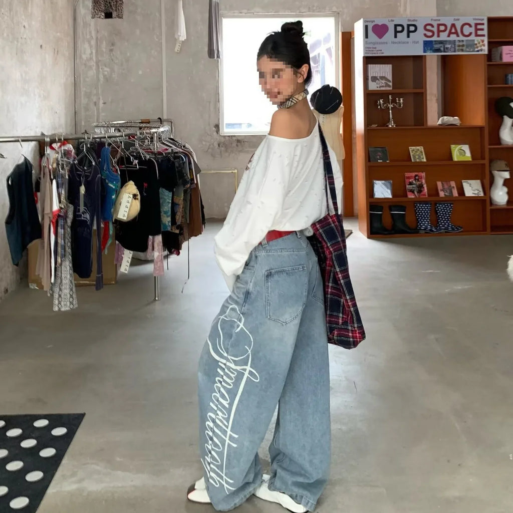 Vintage Wide Leg Denim Trousers Japanese