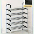 5-Layer Stackable Shoe Rack, Space-Saving Black & Blue Vertical Shoe Storage Cabinet for Wardrobes & Corners