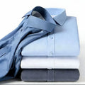 Winter and autumn men's long-sleeved warm-weather shirts for business and casual wear, non-stretchable men's clothing