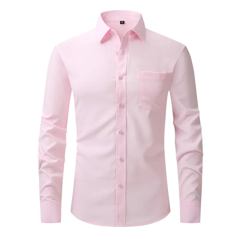 New spring and summer American men's shirt business casual long sleeve slim professional formal wear free ironing solid color