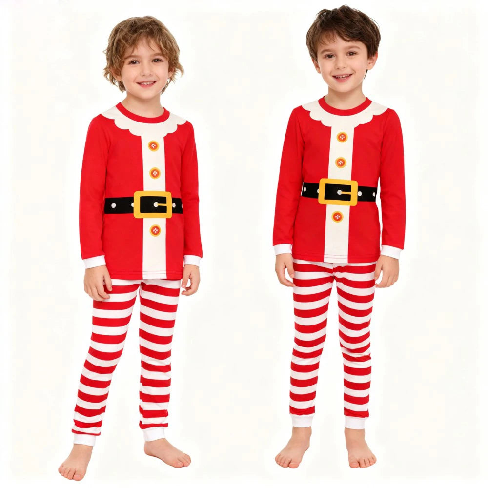 Children's Christmas Long Sleeve Pajama Sets Kids Elf and Santa Claus Sleepwear Boys Pijamas Baby Girls Pjs for Festive Xmas