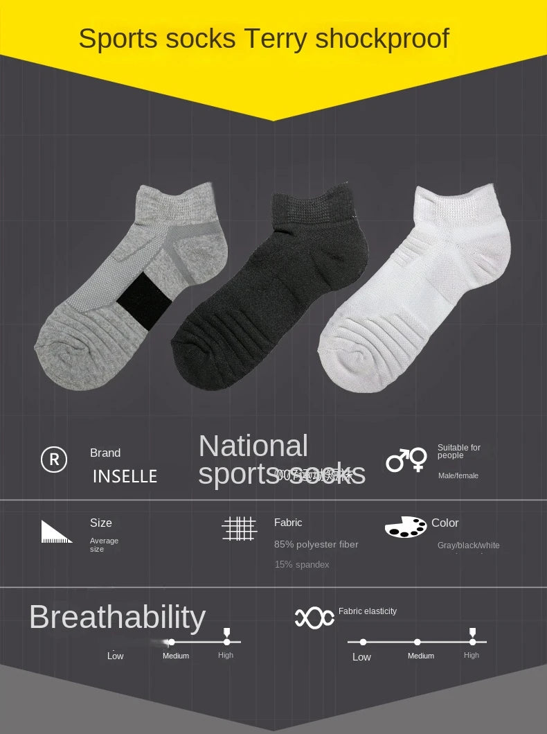 3 Pairs Breathable Mesh Athletic Terry Socks Cushioned Moisture-managing and Durable Reduces Foot for Running Hiking & Sports
