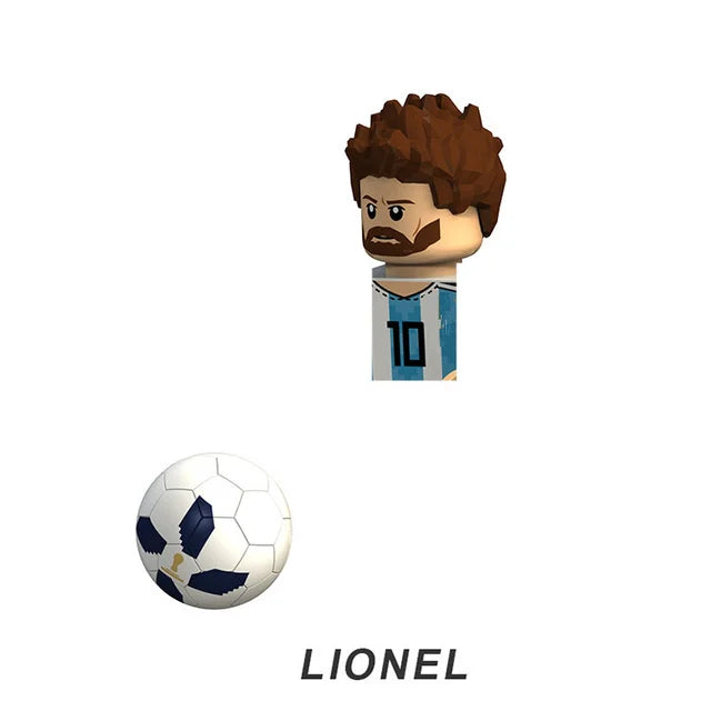 World Famous Football Players Figurine Messi Ronaldo Neymar Lewandowski Mini Action Building Block Model Toy Kids Gifts