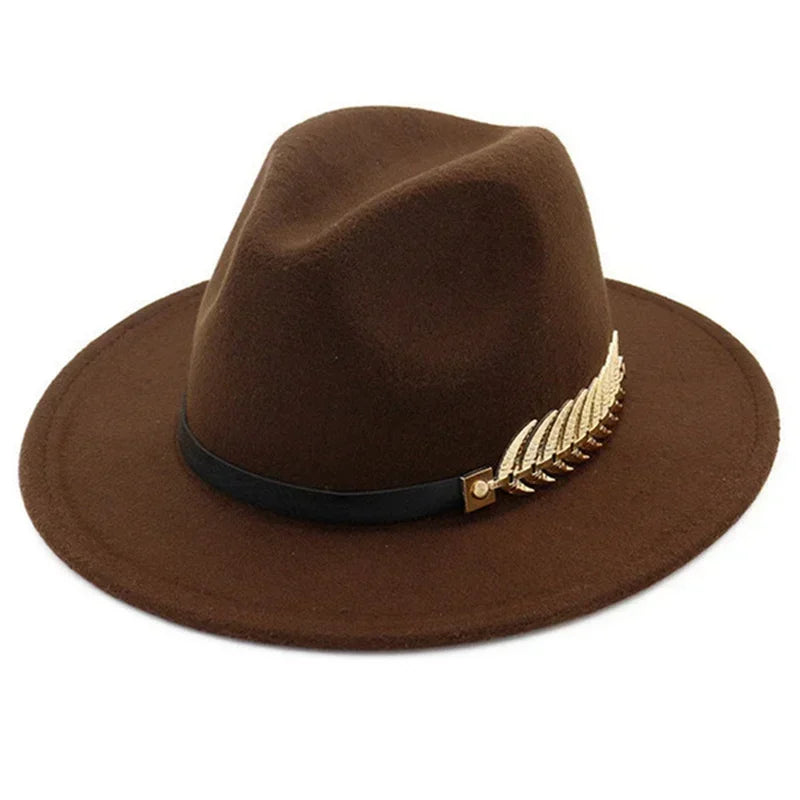 Simple Fashion Formal Occasion Couples Woolen Hats Large Brimmed Jazz Hats Autumn And Winter Fashion British Vintage Top Hats