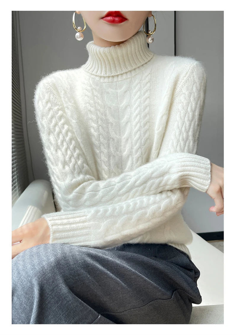 Street Turtleneck Sweater Women 2023 Autumn Winter Long Sleeve Cashmere Female Knitted Pullover Loose Lady Thicken Knitwear