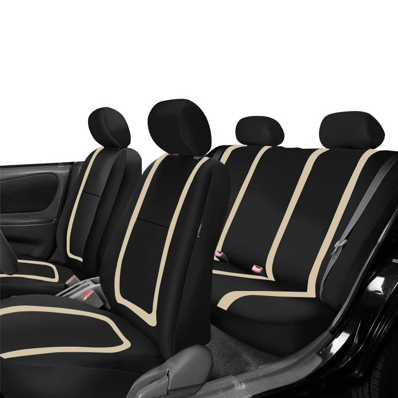 Full Set Car Seat Cover Fabric Universal Polyester Breathable Washable Suitable For Car Truck Van Suv Car Accessories Interior