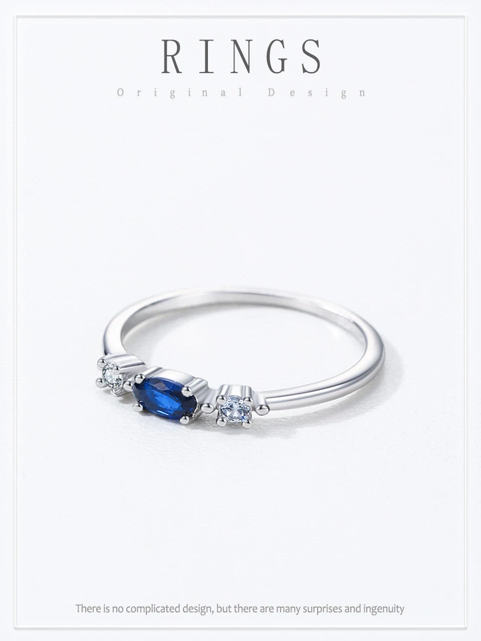 Ailmay 925 Sterling Silver Simple Stackable Blue Zircon Ring For Women's Daily Wear, Parties, And Gift Giving