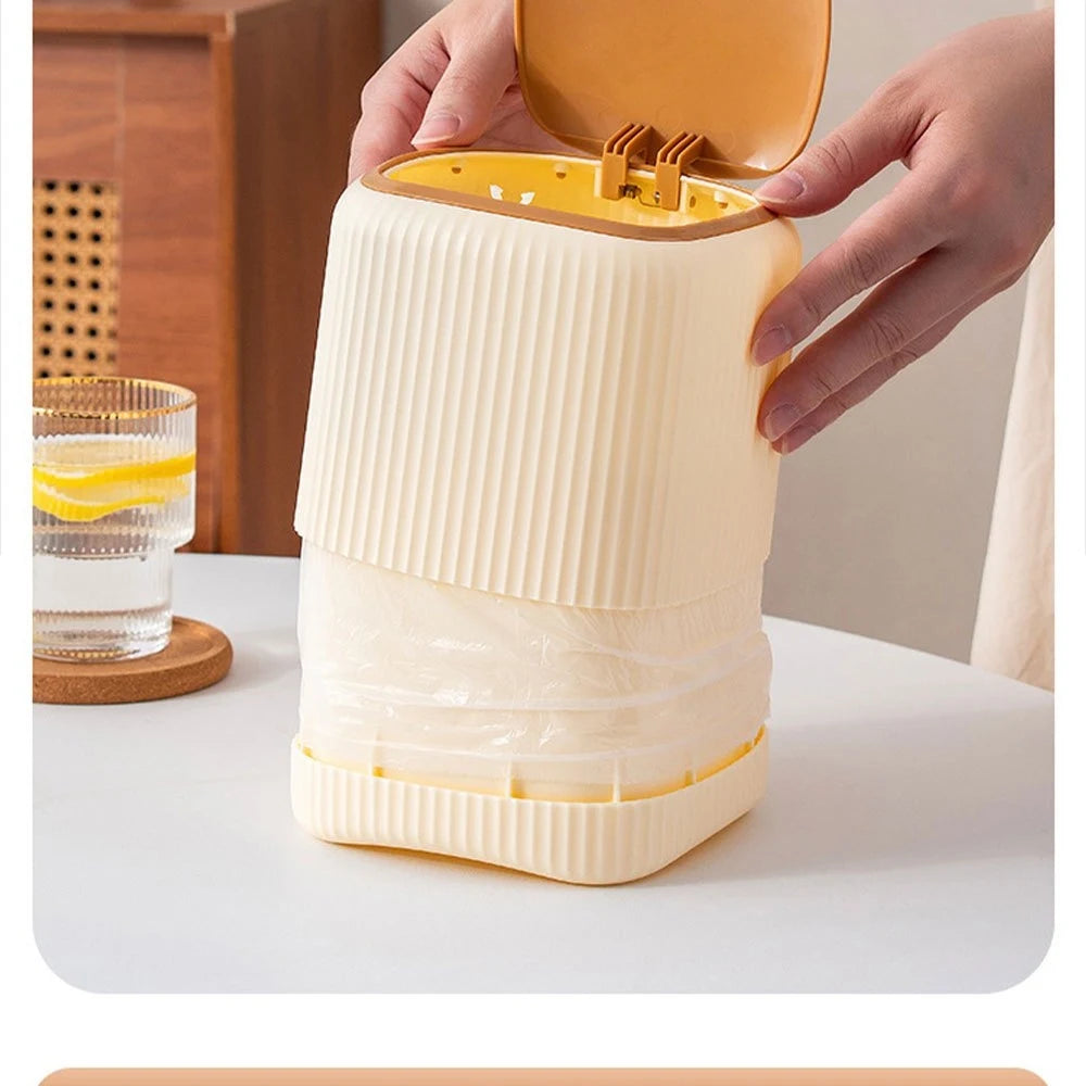 Mini Desktop Trash Can with Lid Garbage Waste Bin Organizer Bedroom Office Desk Storage Box Made Durable Plastic Home Supplies