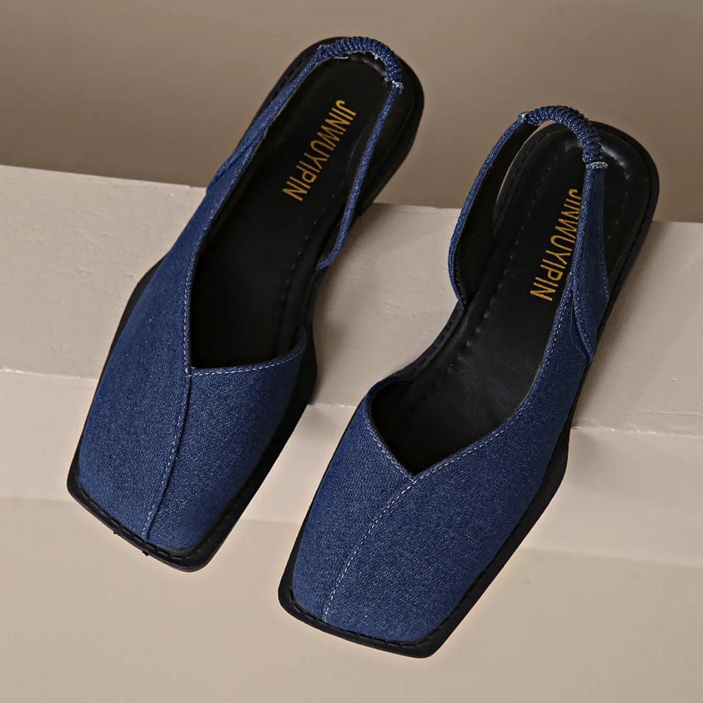 Women Sexy Sandals Elegant Square Toe Causal Flat Shoes for Women Fashion Low Heels Sandals Brand Designer Women Party Shoes