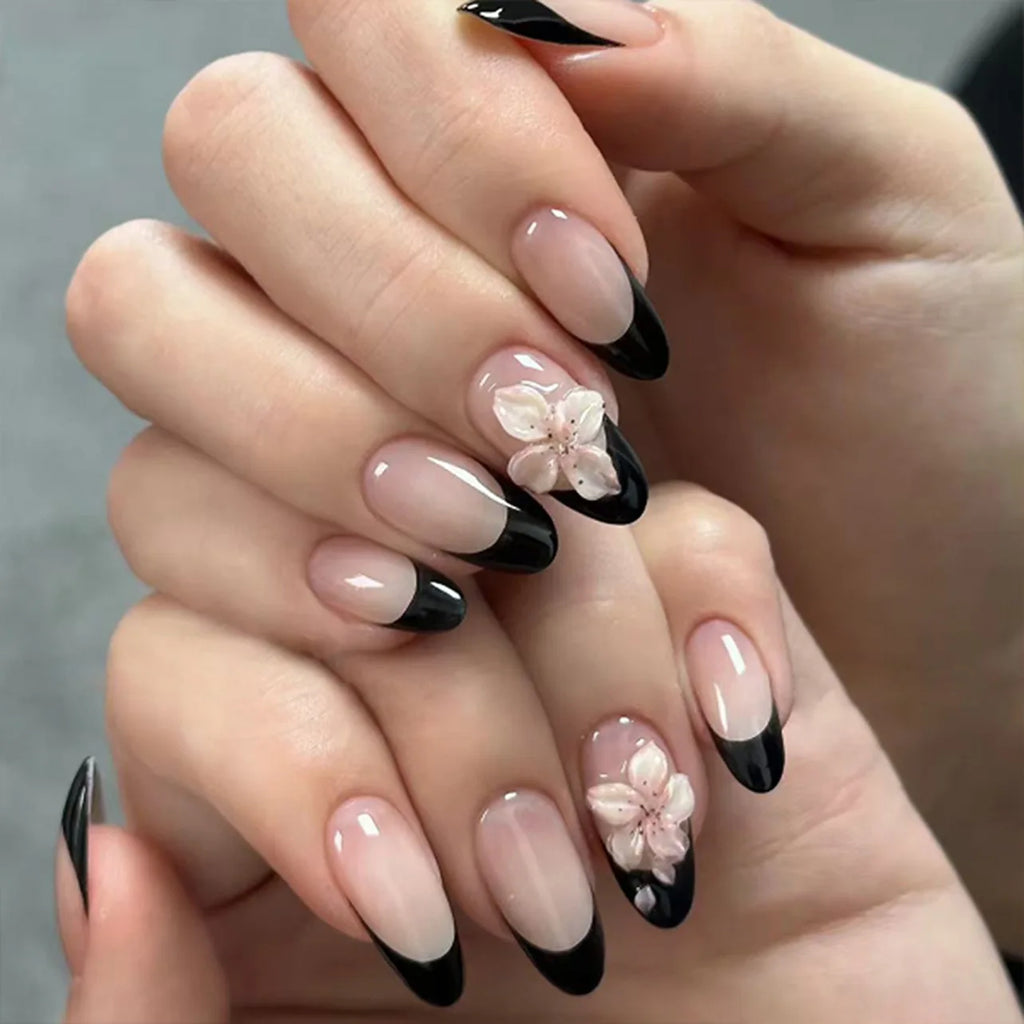 Autumn Matte Press-On Nails | 24pcs Rose Leaf Almond | Full Cover Acrylic Nail Tips with Glue