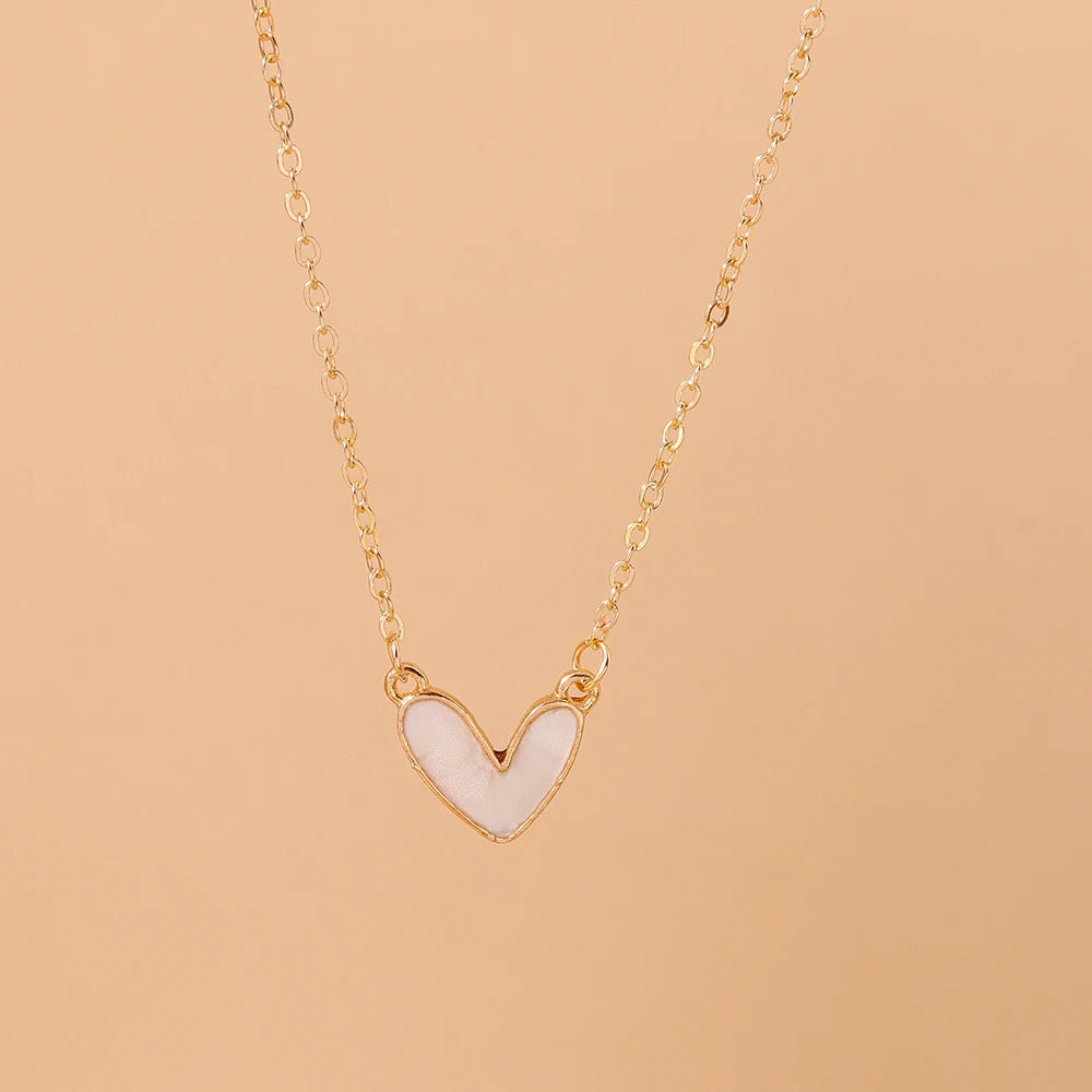 Aihua 2 colors New Korean White Red Love Heart Necklaces for Women Girls Clavicle Chain Valentine's Day Jewelry Gifts