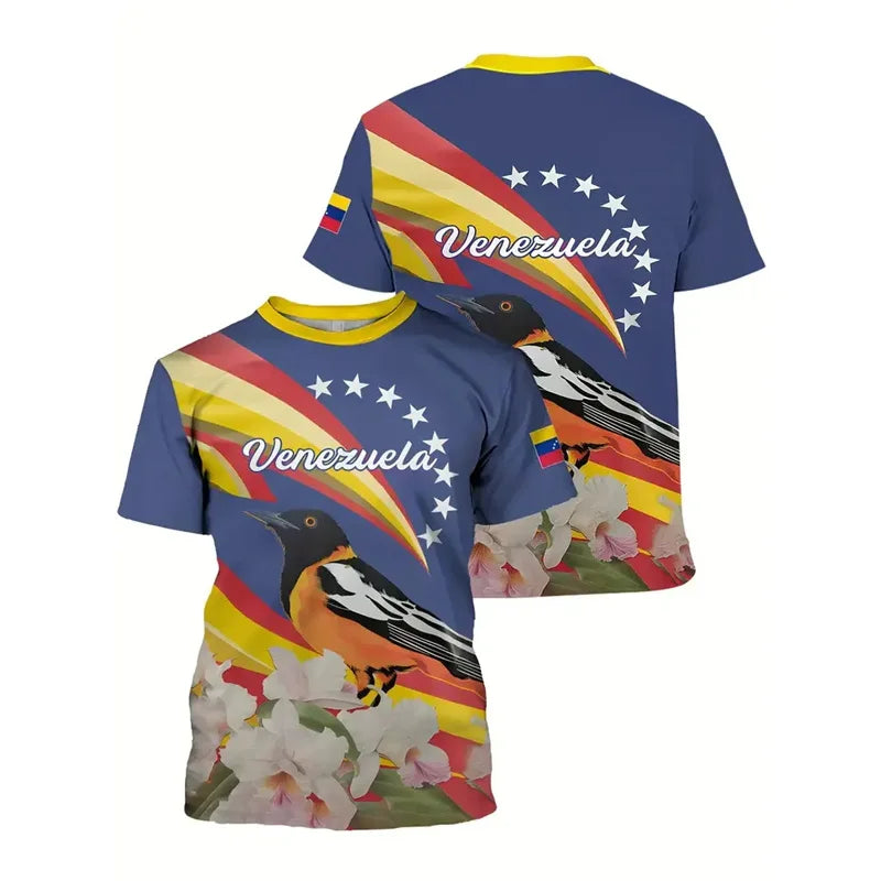 New In Venezuela Flag T Shirt Men Fashion 3d Printed T-shirt Street Oversized Casual Sports Tops Crew Neck Short Sleeve Tees