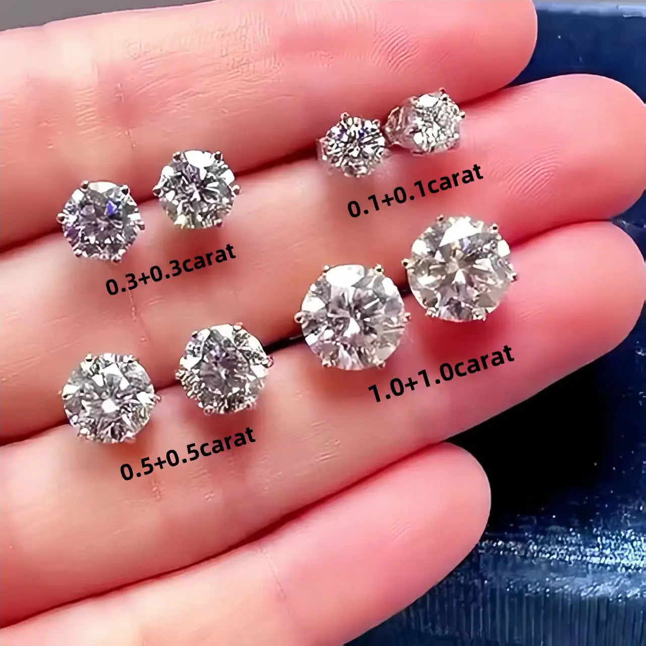 Moissanite Diamond Stud Earrings – D Color 925 Sterling Silver Gold Plated