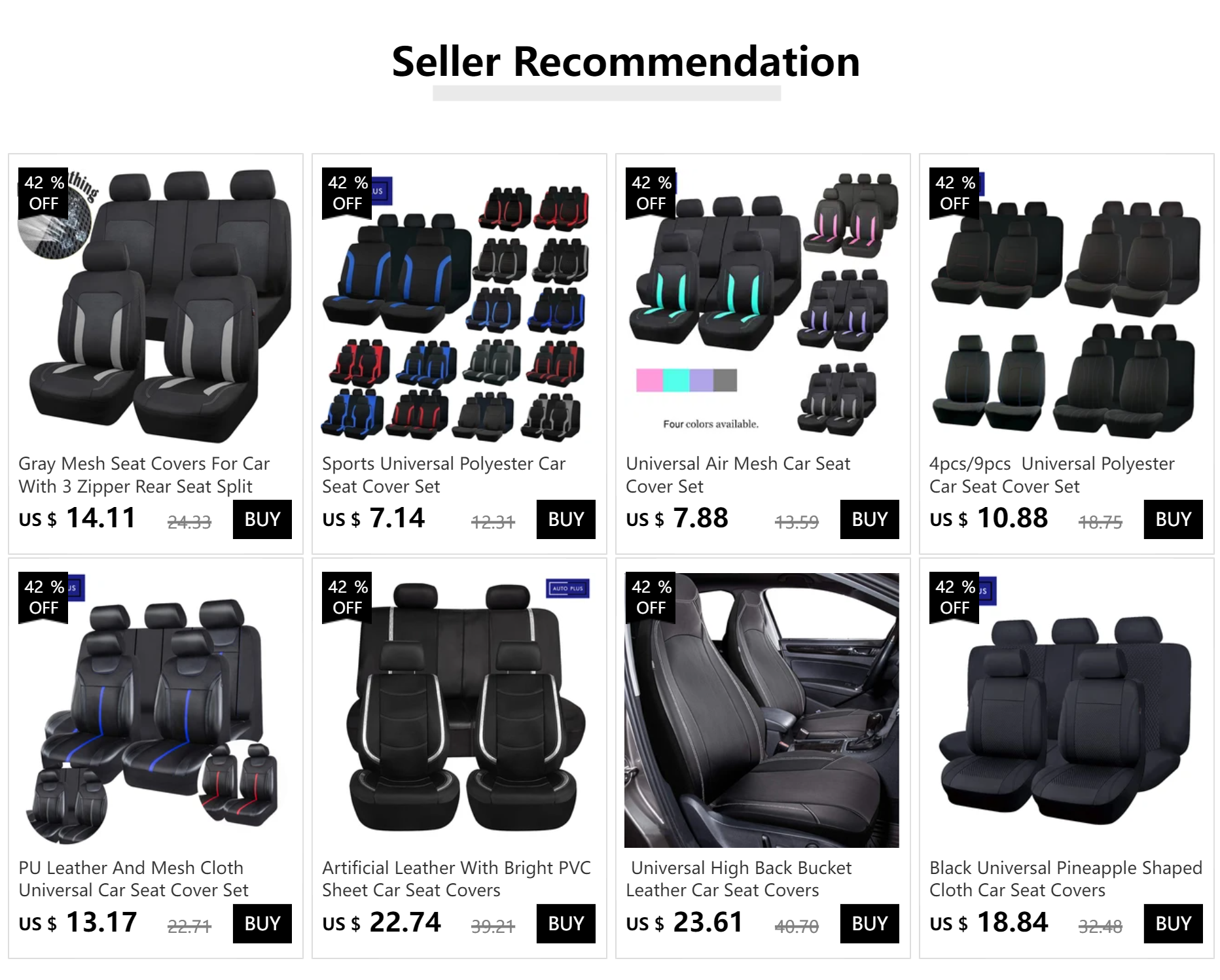 Universal Leather and Mesh Fabric Car Seat Covers Leather Set Fit For Most Car SUV Truck Van Car Accessories Interior