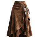 Woman Clothes Skirts For Women 2025 Maillard Coffee Suede Skirt Women's Irregular Lace Slimming A-Line Mid-Length Umbrella Skirt