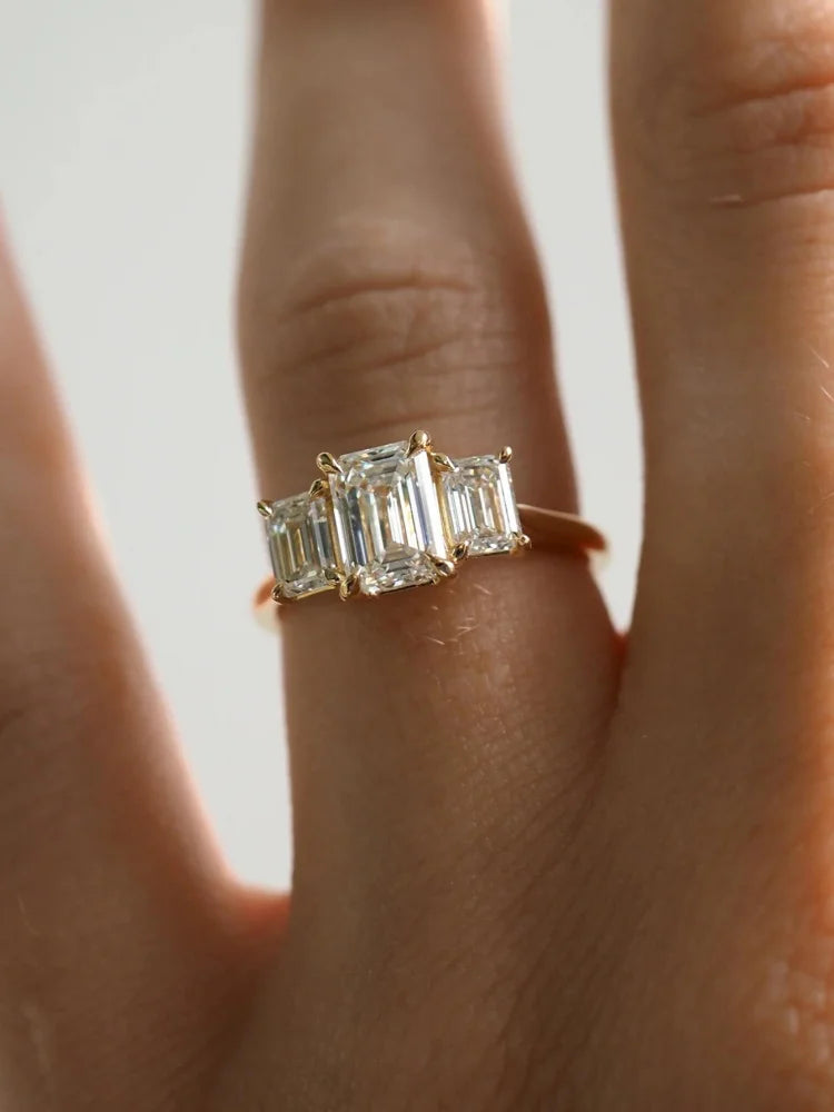 925 Sterling Silver Gorgeous Shiny Rectangle Zircon Ring For Women Engagement Wedding Romantic Luxury High Quality Fine Jewelry