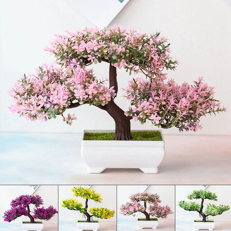 Artificial Plants Bonsai Small Tree Pot Fake Plant Flowers