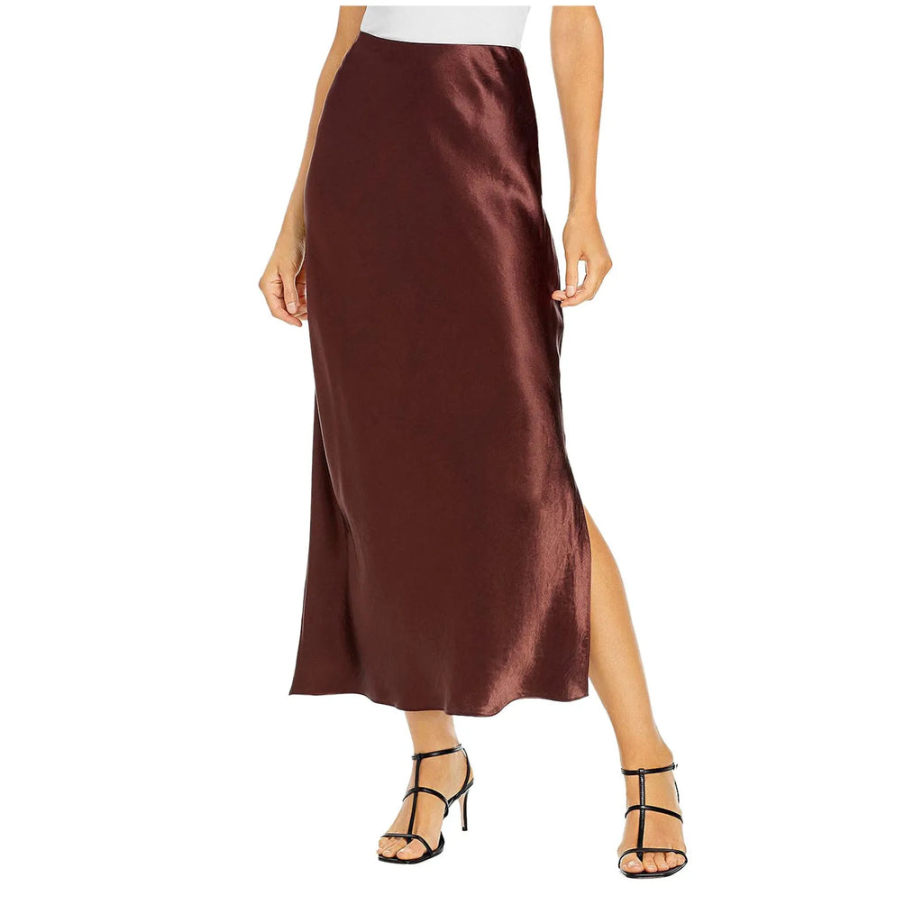 Silk Satin High Waist Pencil Skirt – Korean Style Elegant Long Skirt