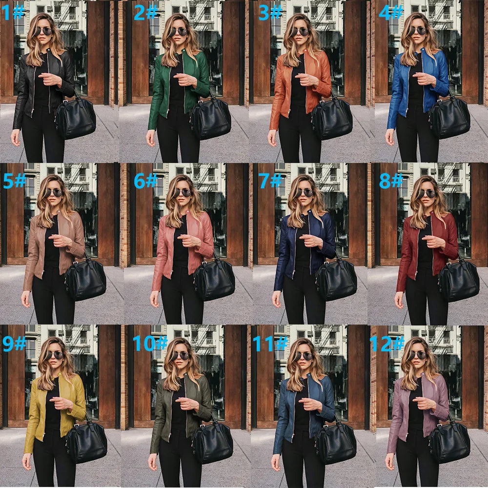 Female Jackets Office Lady Casual Coats Autumn Fashion Short Thin Women Flight Jacket Pu Leather Outwear Zipper Outfit 2024