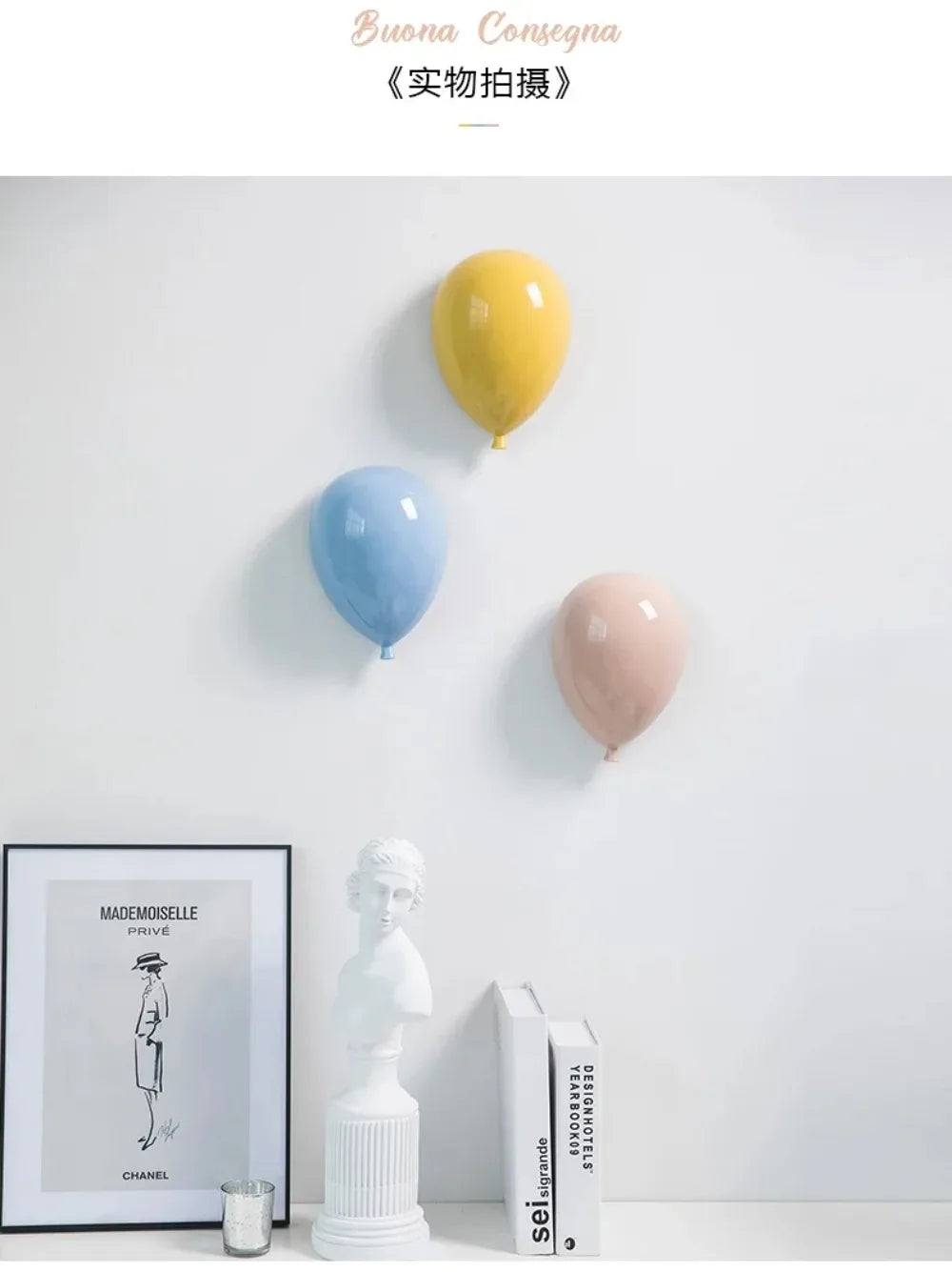 Modern Home Background Wall Children's Room Lovely Cartoon Stereoscopic Creative Ceramics Balloon Wall Hanging Wall Decoration
