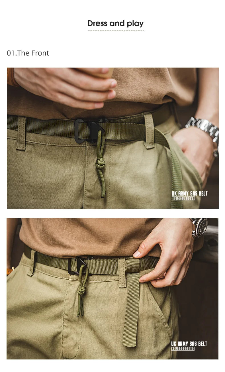 Maden Tooling American Retro SAS Quick-Buckle Belt Green Tactical Automatic Men Fashion Multifunctional Belt