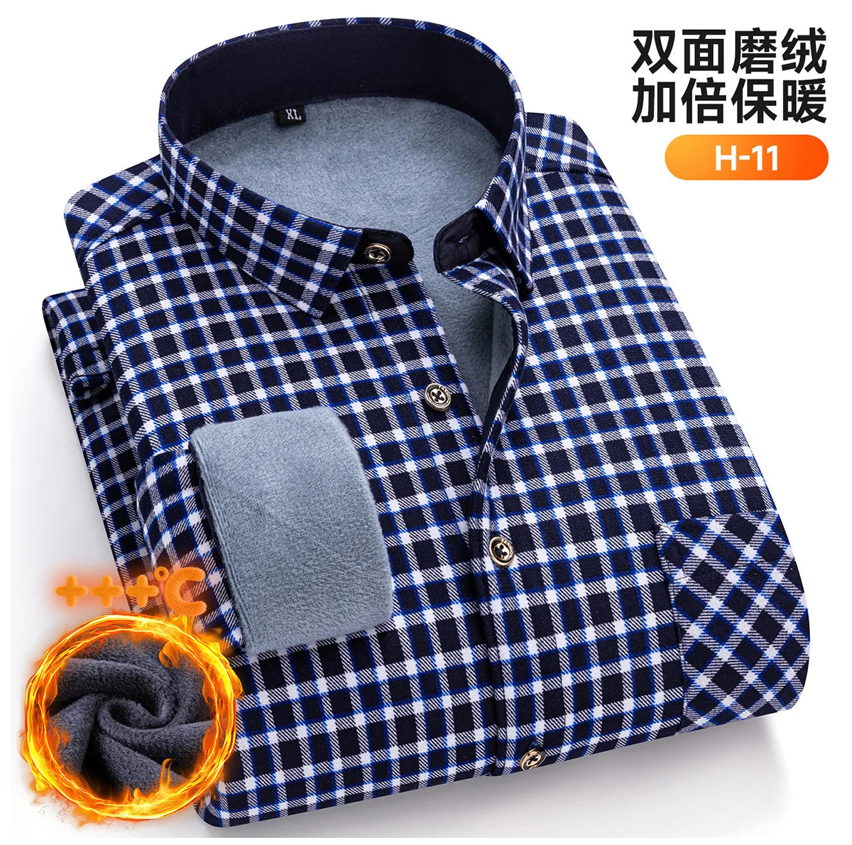 Winter Warm Men's Plaid Shirts Thickened Flannel Casual Menswear Long Sleeve Plus Size Office Workwear Casual Male Check Shirts