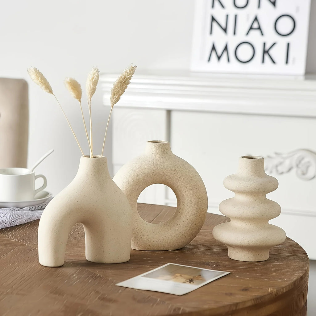 Bohemian ceramic vase set, decorative vase ornaments